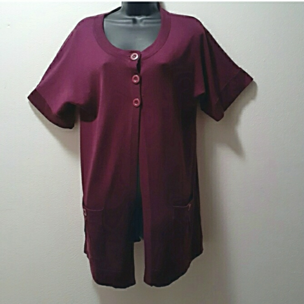 - DESIGNERS ORIGINALS  SHORT SLEEVE DEEP PURPLE SWEATER
